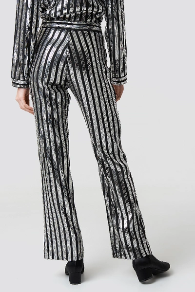 Shop Emilie Briting X Na-kd Sequin Pants - Multicolor,silver In Black/silver