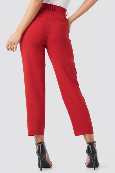 Shop Na-kd Raw Hem Pants - Red