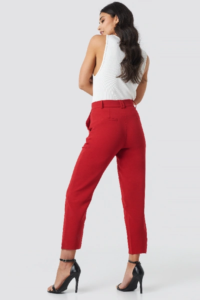 Shop Na-kd Raw Hem Pants - Red