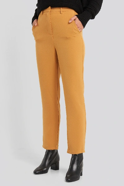 Shop Na-kd Classic High Waist Suit Trousers Orange In Yellow