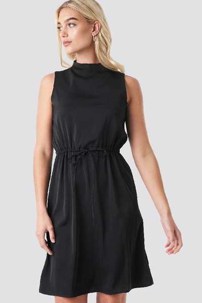 Shop Na-kd Drawstring Waist High Neck Dress - Black
