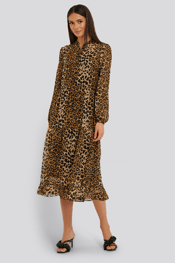 flower print tiered midi dress