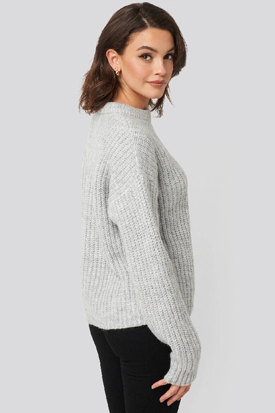 Shop Na-kd Heavy Knit Round Neck Sweater - Grey In Light Grey