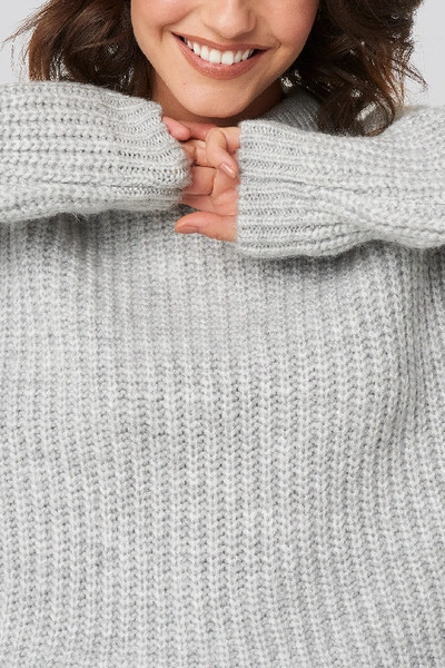 Shop Na-kd Heavy Knit Round Neck Sweater - Grey In Light Grey