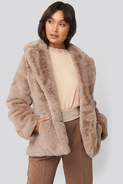 Shop Na-kd Colored Faux Fur Short Coat Pink In Dusty Pink