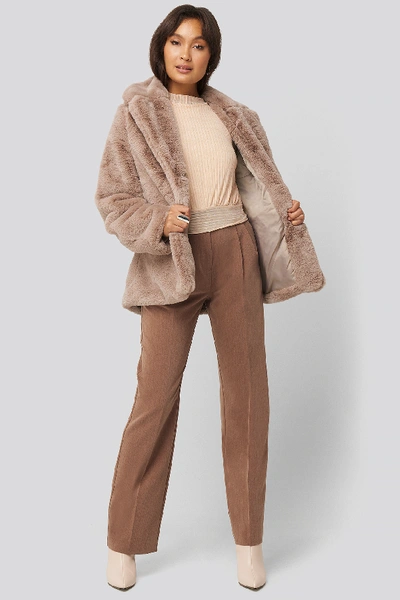 Shop Na-kd Colored Faux Fur Short Coat Pink In Dusty Pink