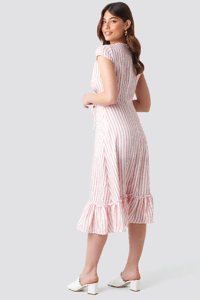 Shop Trendyol Tulum Striped Dress - Pink,multicolor In Ecru