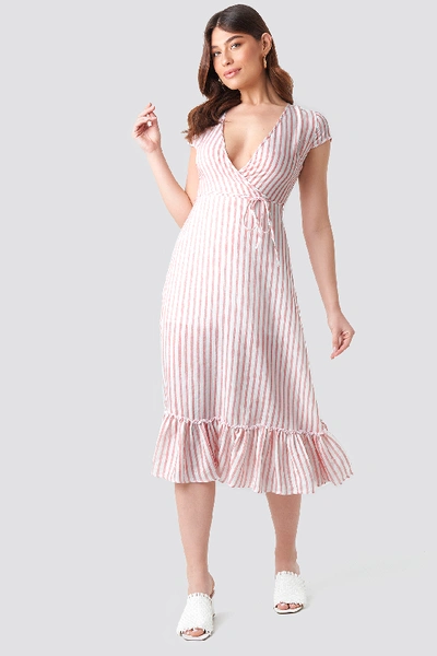 Shop Trendyol Tulum Striped Dress - Pink,multicolor In Ecru