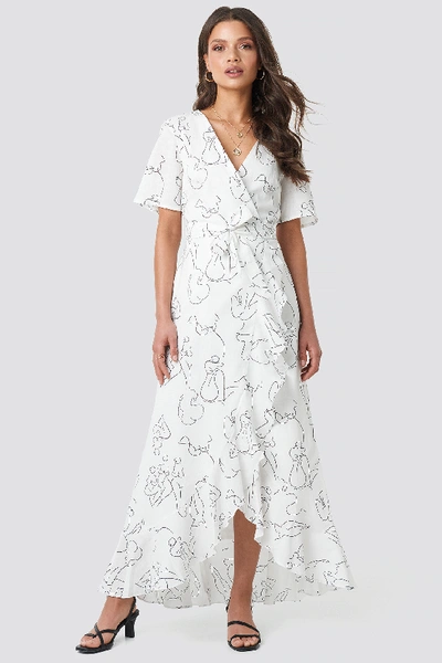 Shop Faces I Don't Know X Na-kd Wrap Midi Dress - White In Off White