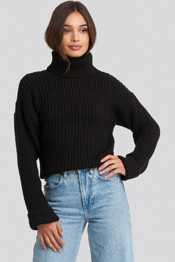 black turtleneck sweater