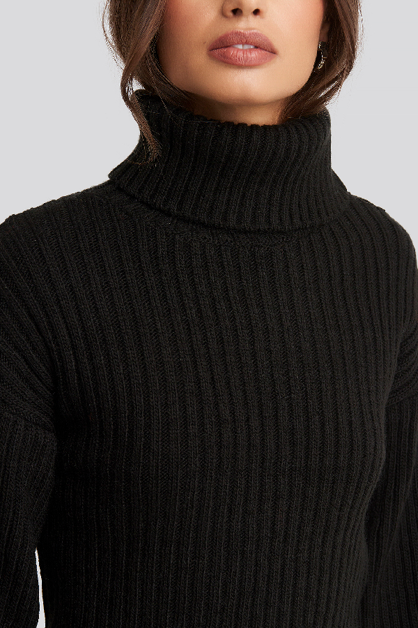 Na-kd Ribbed Knitted Turtleneck Sweater - Black | ModeSens