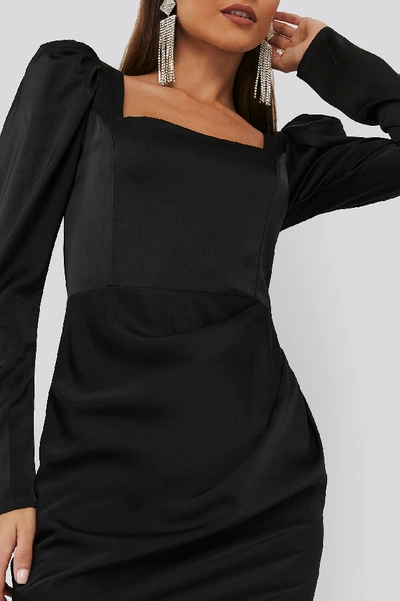 Shop Chloé Square Neck Puff Sleeve Dress - Black