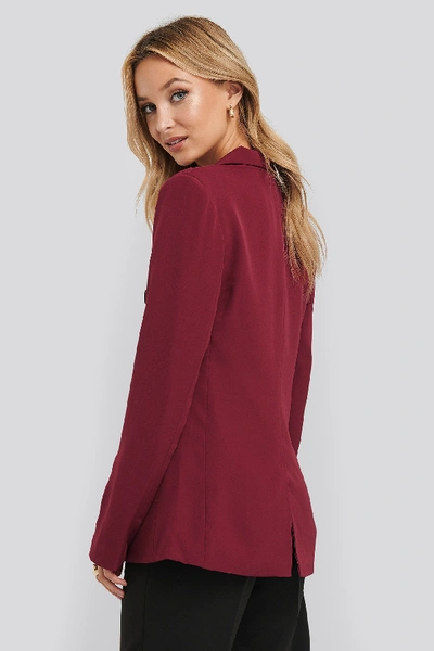 Shop Na-kd Contrast Buttons Blazer Red In Burgundy