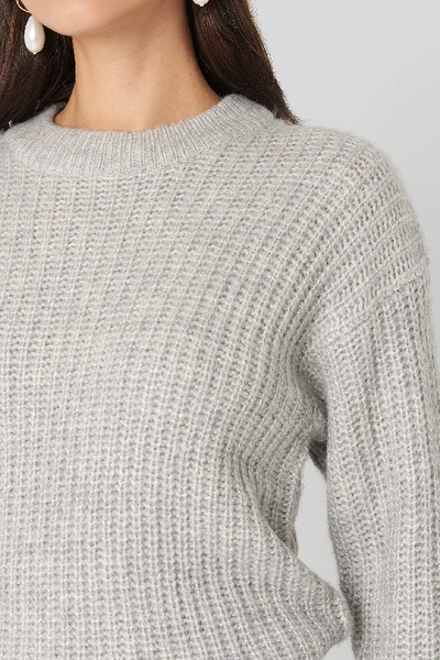 Shop Na-kd Folded Sleeve Round Neck Knitted Sweater - Grey