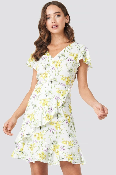 Shop Na-kd Ruffle Wrap Mini Dress - Flower