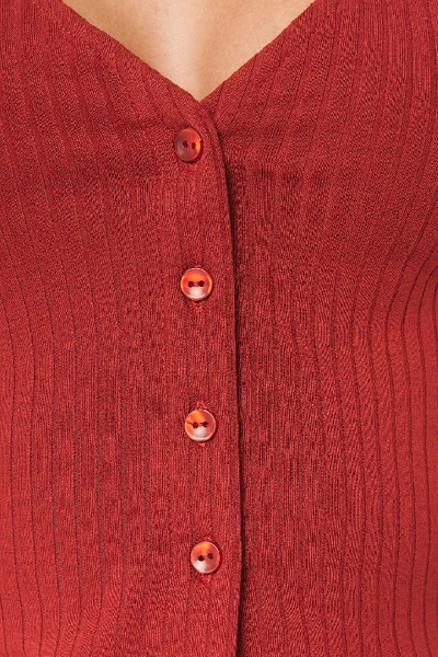 Shop Ivana Santacruz X Na-kd Button Detail Cropped Rib Top - Red In Dark Red