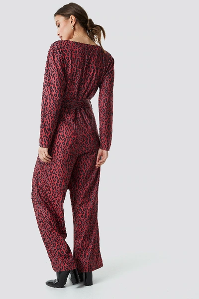 Shop Na-kd Leo Wrap Jumpsuit - Red In Red Leopard