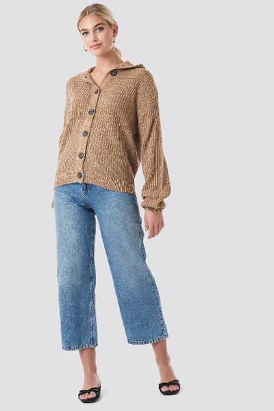 Shop Na-kd Hood Knitted Sweater - Brown,beige