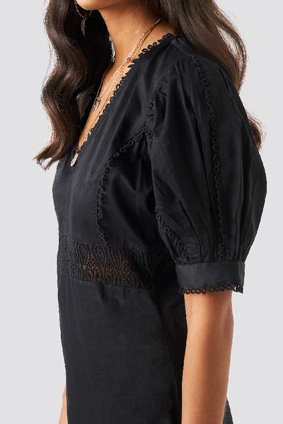 Shop Na-kd V-neck Crochet Detail Dress Black