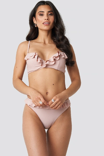 Shop Hanna Weig X Na-kd Ruffled Cup Bikini Top Pink In Blush