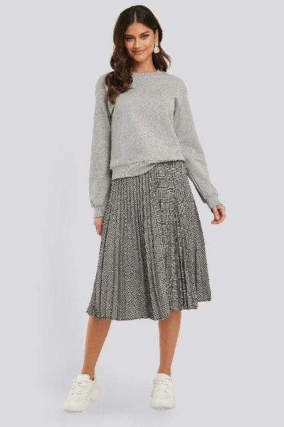 Shop Na-kd Classic Plaid Pleated Midi Skirt - Grey In Black/white Check
