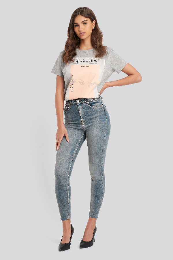 skinny high waist raw hem jeans
