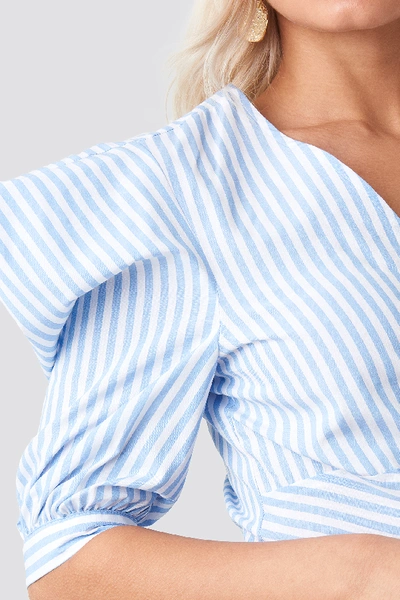 Shop Trendyol Shoulder Detail Striped Midi Dress - Blue