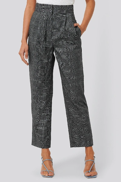 Shop Na-kd Classic Loose Fit Plaid Cropped Pants - Grey In Dark Grey Check