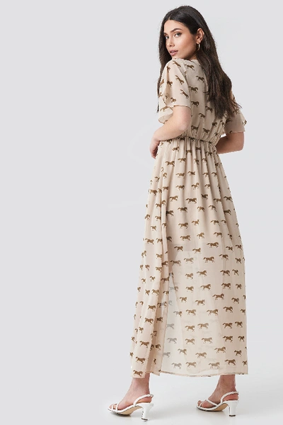 Shop Na-kd Front Button Maxi Dress - Beige In Brown