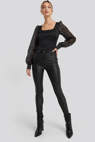 Shop Adorable Caro X Na-kd Organza Puff Sleeve Blouse - Black