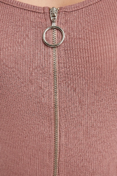 Shop Na-kd Long Sleeve Zipped Top - Pink In Dusty Dark Pink