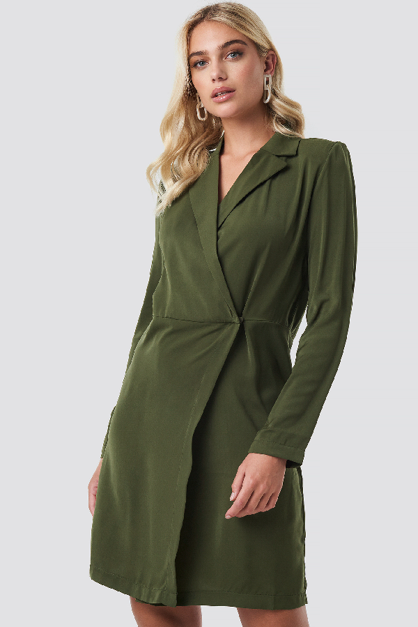 khaki green midi dress