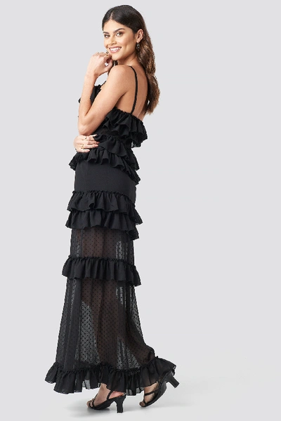 Shop Na-kd Sheer Ruffle Detail Maxi Dress - Black