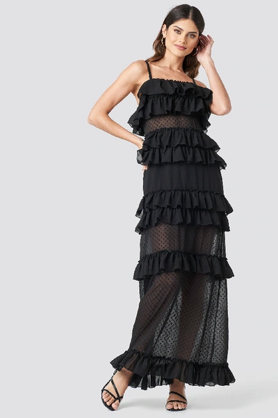 Shop Na-kd Sheer Ruffle Detail Maxi Dress - Black