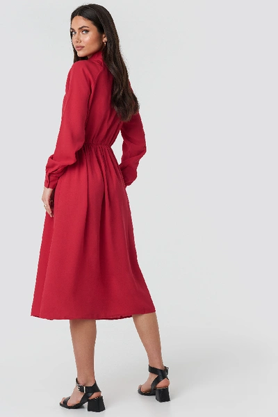 Shop Na-kd High Neck Zip Front Ankle Dress - Red