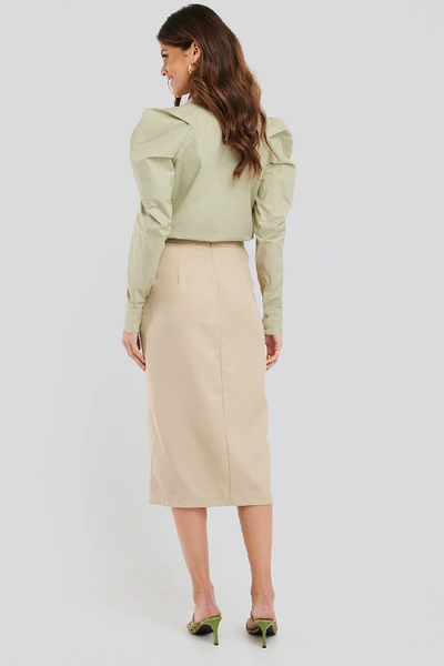 Shop Na-kd Classic Tailored Overlap Midi Skirt - Beige