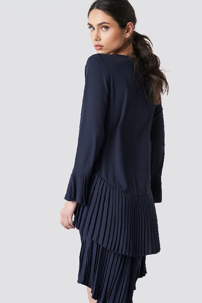 Shop Na-kd Pleat Detail Layered Mini Dress - Blue In Dark Blue