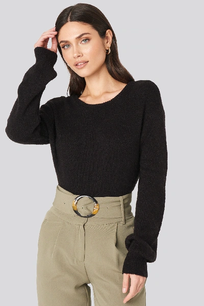 Shop Na-kd V-neck Back Overlap Knitted Sweater - Black