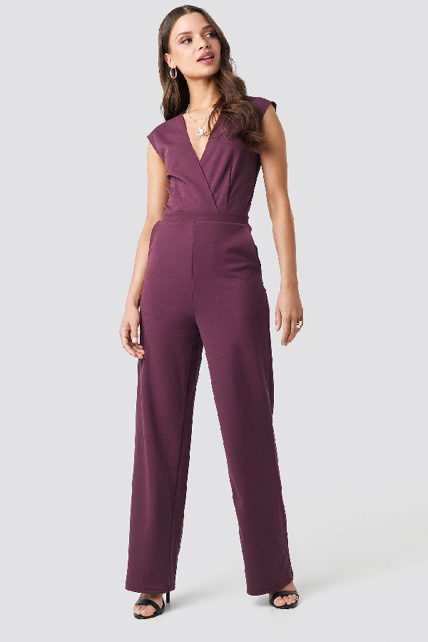 purple wide leg jumpsuit
