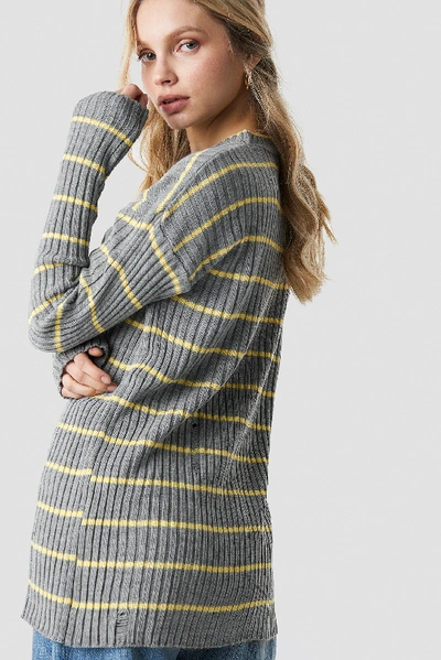 Shop Trendyol Striped Knitted Sweater - Grey In Gray