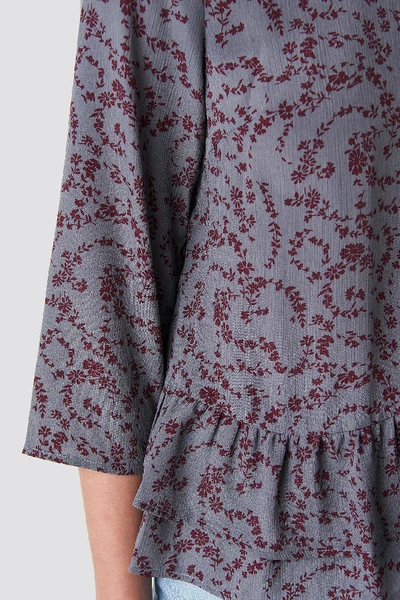 Shop Na-kd Frill Flower Printed Blouse - Multicolor In Dark Red Flowers
