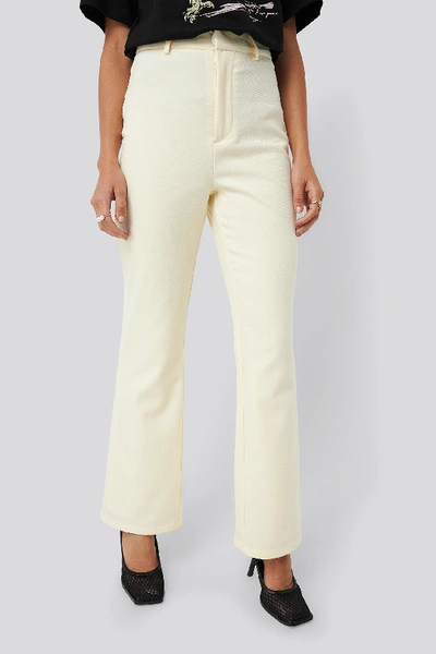 Shop Erica Kvam X Na-kd Highwaisted Suit Pants - Yellow In Off White