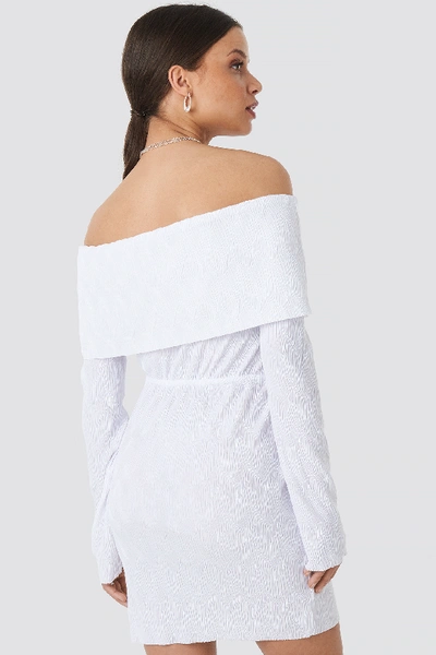 Shop Na-kd Off Shoulder Plisse Mini Dress - White