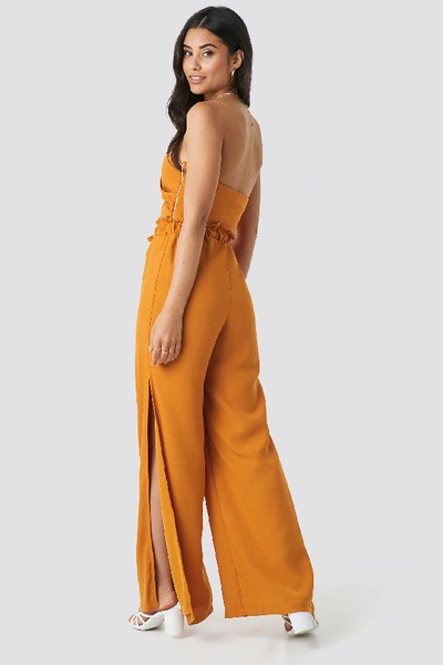 Shop Adorable Caro X Na-kd Side Slit Wide Pants - Orange