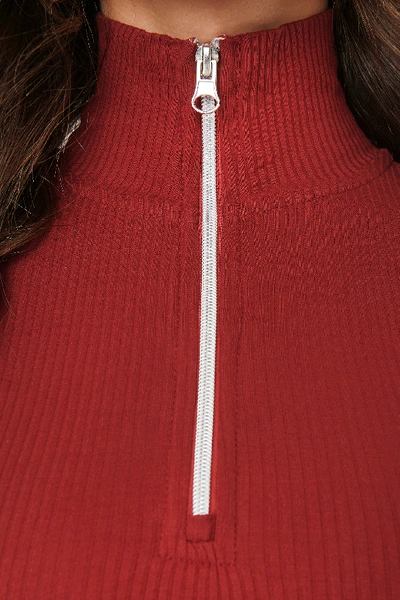Shop Ivana Santacruz X Na-kd Zip Detail Ribbed Dress - Red In Dark Red