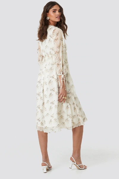 Shop Kae Sutherland X Na-kd Floral Deep V Neck Midi Dress - White In Multi Floral Print