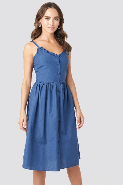 Shop Trendyol Milla Button Detailed Midi Dress Blue In Indigo