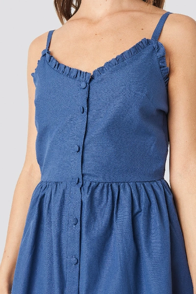 Shop Trendyol Milla Button Detailed Midi Dress Blue In Indigo