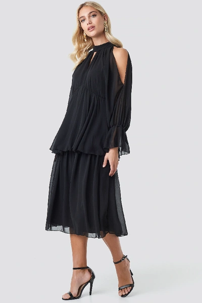 Shop Trendyol No Shoulder Long Sleeve Dress - Black