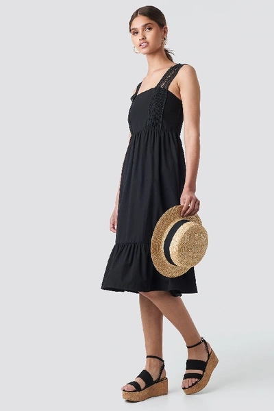 Shop Trendyol Yol Embroidered Midi Dress Black